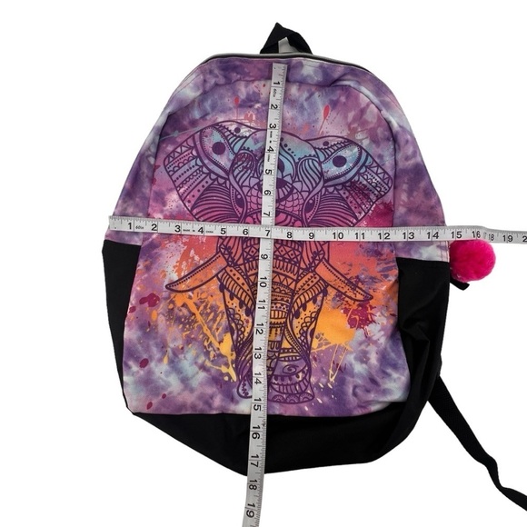 Metropack Backpack Purple Pink Tie Dye Elephant Backpack - Picture 4 of 8